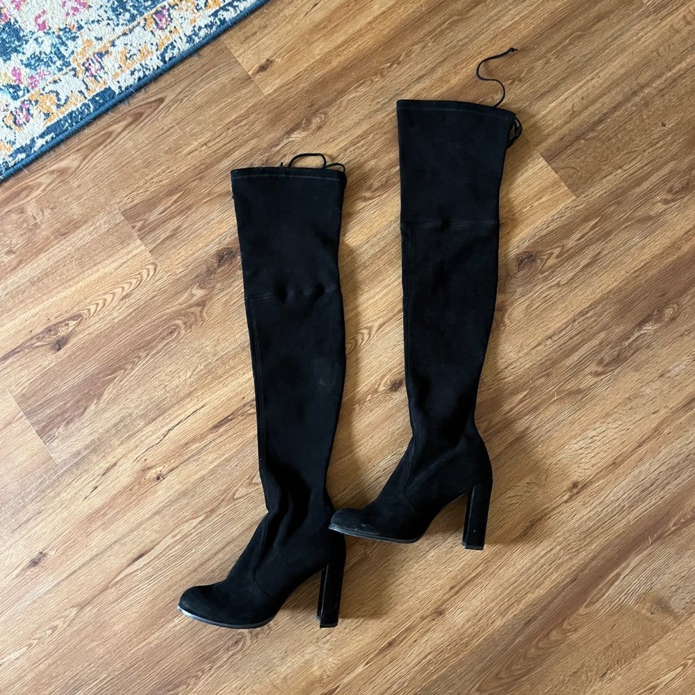 Black Suede Hiline Suede Over-The-Knee Boots - Stuart Weitzman